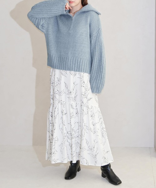NYLAUS(ナイラス)の「【SG】ハーフジップ ニット プルオーバー(ニット/セーター・レディース・ブラック/ライトグレー/チャコール/ベージュ/ブルー・M)」の12枚目の写真