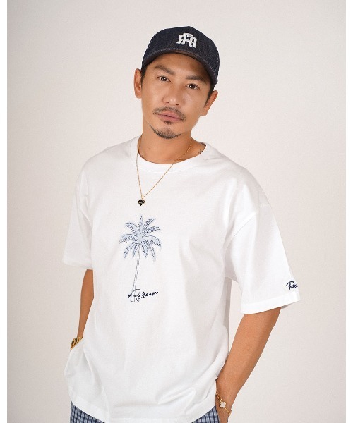 #Re:room(リルーム)の「パームツリーエンブロイダリーTシャツ(Tシャツ/カットソー・メンズ・ホワイト・S-M)」の3枚目の写真