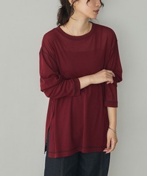 hunch（ハンチ）の「微配色ステッチ シアーワッフルトップス（Tシャツ/カットソー）」