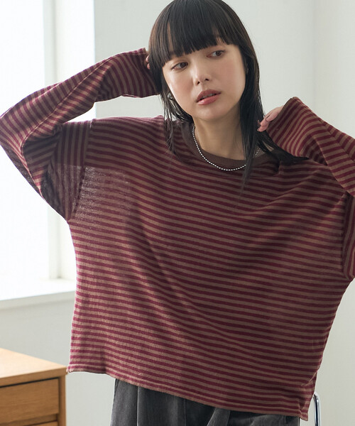 FREAK'S STORE(フリークスストア)の「シアーボーダーニットプルオーバー(Tシャツ/カットソー・レディース・ブラウン/ブラック/オフホワイト・フリ-)」の10枚目の写真