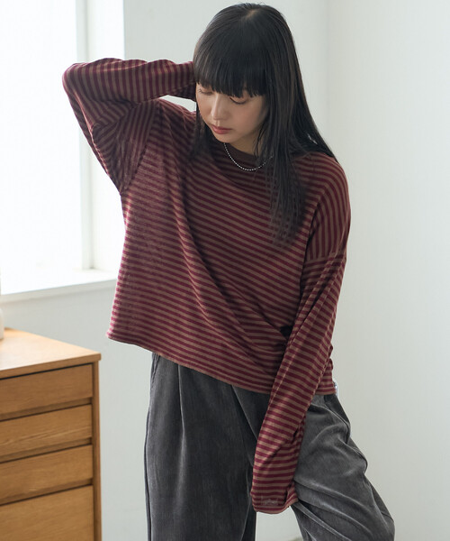 FREAK'S STORE(フリークスストア)の「シアーボーダーニットプルオーバー(Tシャツ/カットソー・レディース・ブラウン/ブラック/オフホワイト・フリ-)」の11枚目の写真
