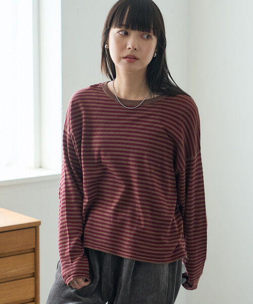 FREAK'S STORE(フリークスストア)の「シアーボーダーニットプルオーバー(Tシャツ/カットソー・レディース・ブラウン/ブラック/オフホワイト・フリ-)」の12枚目の写真
