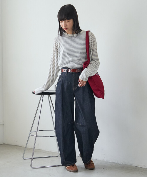 FREAK'S STORE(フリークスストア)の「シアーボーダーニットプルオーバー(Tシャツ/カットソー・レディース・ブラウン/ブラック/オフホワイト・フリ-)」の14枚目の写真