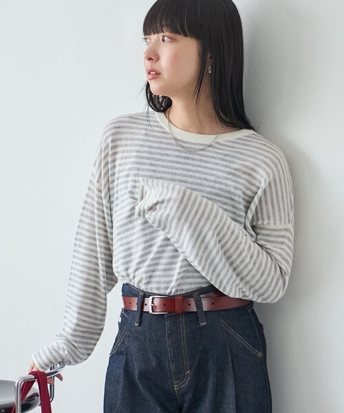 FREAK'S STORE(フリークスストア)の「シアーボーダーニットプルオーバー(Tシャツ/カットソー・レディース・ブラウン/ブラック/オフホワイト・フリ-)」の18枚目の写真