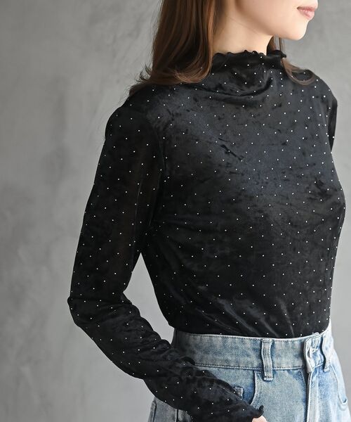 rps(アールピーエス)の「ボトルネックホットフィックスベロアカットソー(Tシャツ/カットソー・レディース・グレー/アイボリー/ブラック・フリー)」の16枚目の写真