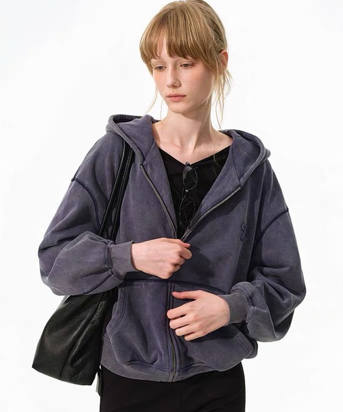 Fano Studios(ファノ ストゥディオズ)の「ウォッシュ加工 ジップアップフーディー FQ26S192【Fano Studios】【2026AW】(パーカー・レディース・ブルー系その他・M/S/L)」の5枚目の写真