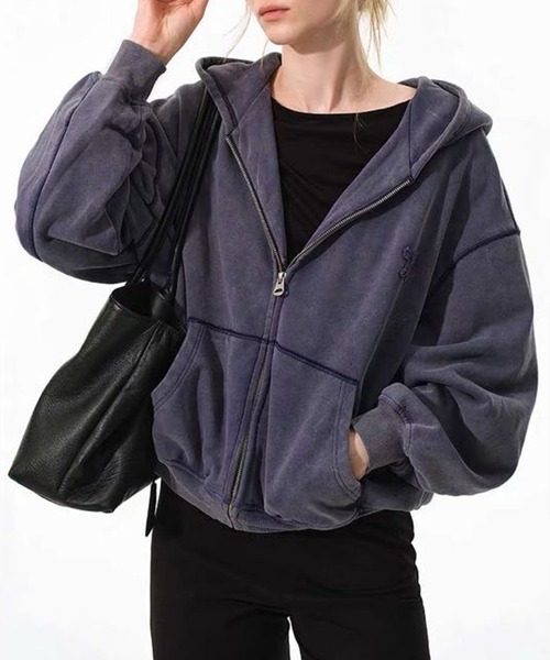Fano Studios(ファノ ストゥディオズ)の「ウォッシュ加工 ジップアップフーディー FQ26S192【Fano Studios】【2026AW】(パーカー・レディース・ブルー系その他・M/S/L)」の7枚目の写真