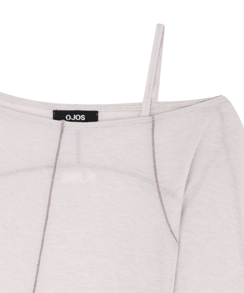 OJOS(オホス)の「ストラップ フラットシーム 長袖トップス / グレー(Tシャツ/カットソー・レディース・その他・1/2)」の5枚目の写真