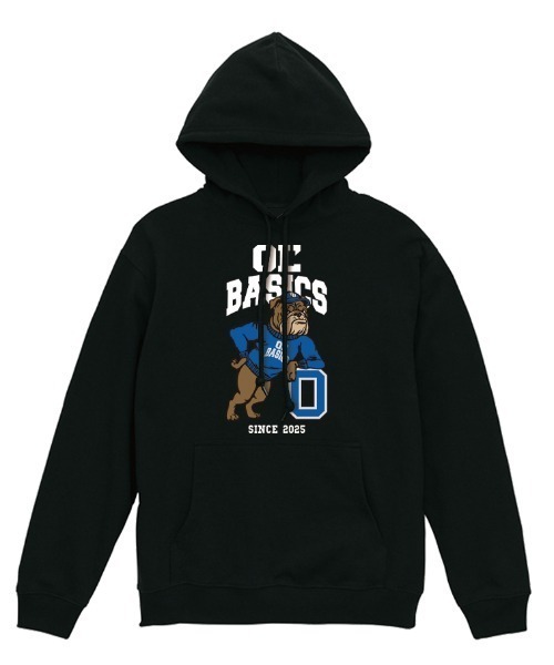 Ol' Basics(オールベーシックス)の「Ol' Basics(オール・ベーシックス) プルパーカー レディース ユニセックス スウェット ブルドッグイラスト ロゴ プリント プルオーバーパーカー フーディー スエット トップス アメカジ(パーカー・レディース・モスグリーン/アッシュ/ホワイト/ブラック・S)」の3枚目の写真