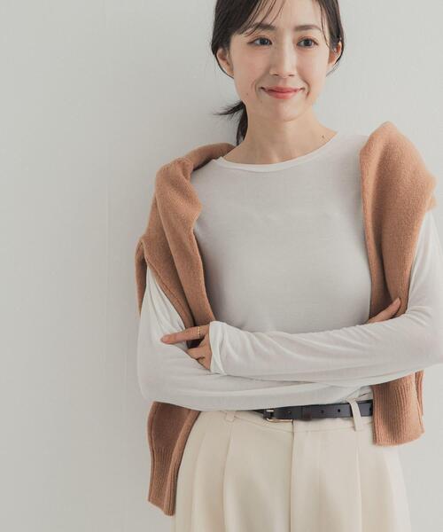 URBAN RESEARCH DOORS(アーバンリサーチドアーズ)の「カシミヤシルク混クルーネックカットソー(Tシャツ/カットソー・レディース・グレー系その他/オフホワイト/ブラック系その他・FREE)」の4枚目の写真