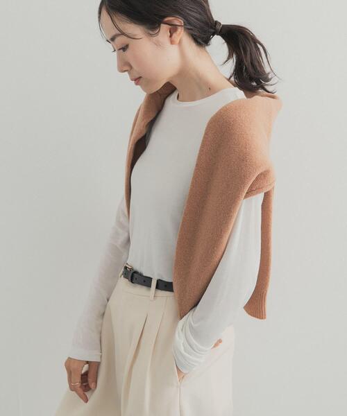 URBAN RESEARCH DOORS(アーバンリサーチドアーズ)の「カシミヤシルク混クルーネックカットソー(Tシャツ/カットソー・レディース・グレー系その他/オフホワイト/ブラック系その他・FREE)」の5枚目の写真