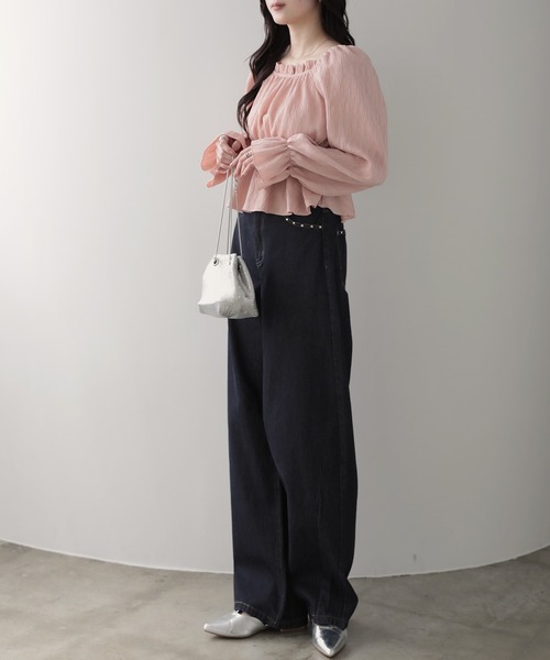 nouvellemoi(ヌーベルモイ)の「スタッズ付きカーブデニム(デニムパンツ・レディース・ブラック/インディゴブルー/ブルー・M)」の8枚目の写真
