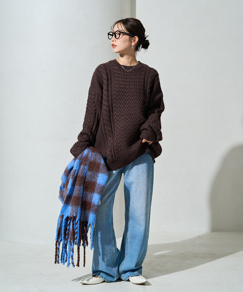 FREAK'S STORE(フリークスストア)の「限定展開 ビッグシルエット ケーブルニット プルオーバー(ニット/セーター・レディース・ブラウン/グレー/マスタード/ネイビー/ナチュラル・フリ-)」の11枚目の写真