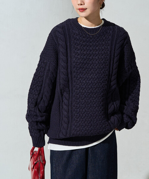 FREAK'S STORE(フリークスストア)の「限定展開 ビッグシルエット ケーブルニット プルオーバー(ニット/セーター・レディース・ブラウン/グレー/マスタード/ネイビー/ナチュラル・フリ-)」の18枚目の写真