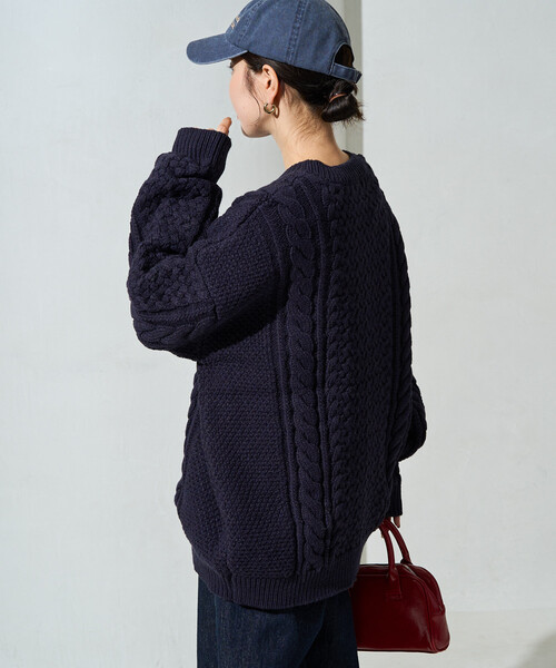 FREAK'S STORE(フリークスストア)の「限定展開 ビッグシルエット ケーブルニット プルオーバー(ニット/セーター・レディース・ブラウン/グレー/マスタード/ネイビー/ナチュラル・フリ-)」の19枚目の写真
