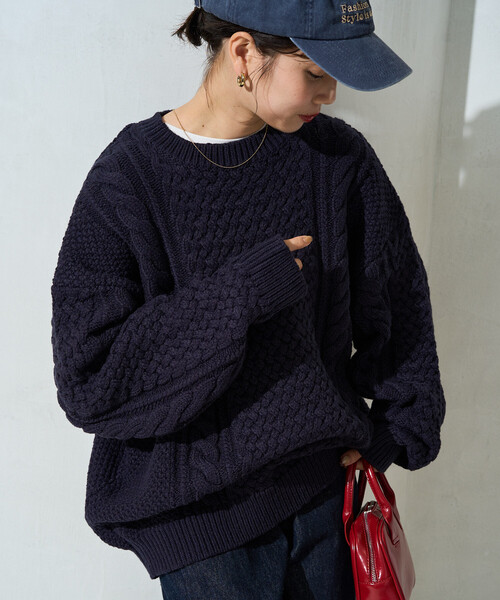 FREAK'S STORE(フリークスストア)の「限定展開 ビッグシルエット ケーブルニット プルオーバー(ニット/セーター・レディース・ブラウン/グレー/マスタード/ネイビー/ナチュラル・フリ-)」の20枚目の写真