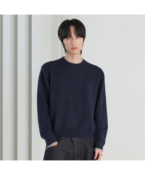 HYOJI(ヒョージ)の「26 FW ウォッシャブルソフトタッチ ラウンドレイヤード クロップドニット (4カラー)(ニット/セーター・メンズ・レッド/ネイビー/チャコール/ブラック・M/L)」の3枚目の写真