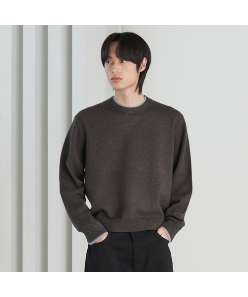 HYOJI(ヒョージ)の「26 FW ウォッシャブルソフトタッチ ラウンドレイヤード クロップドニット (4カラー)(ニット/セーター・メンズ・レッド/ネイビー/チャコール/ブラック・M/L)」の2枚目の写真
