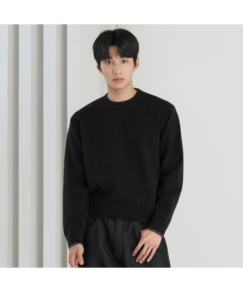 HYOJI(ヒョージ)の「26 FW ウォッシャブルソフトタッチ ラウンドレイヤード クロップドニット (4カラー)(ニット/セーター・メンズ・レッド/ネイビー/チャコール/ブラック・M/L)」の1枚目の写真