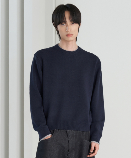 HYOJI(ヒョージ)の「26 FW ウォッシャブルソフトタッチ ラウンドレイヤード クロップドニット (4カラー)(ニット/セーター・メンズ・レッド/ネイビー/チャコール/ブラック・M/L)」の5枚目の写真