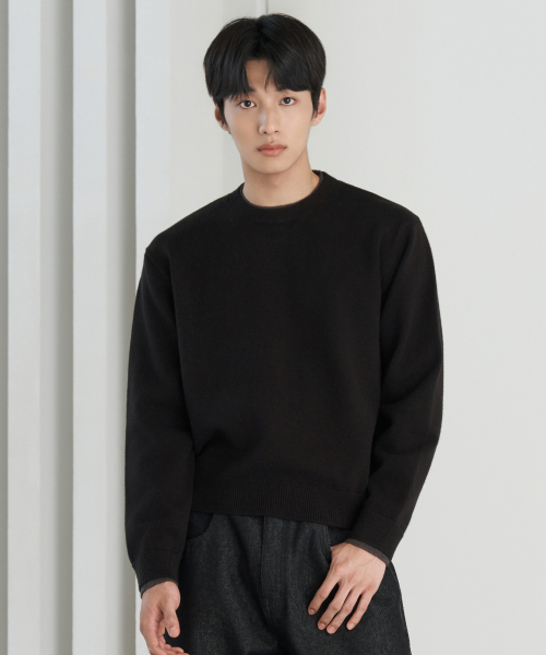 HYOJI(ヒョージ)の「26 FW ウォッシャブルソフトタッチ ラウンドレイヤード クロップドニット (4カラー)(ニット/セーター・メンズ・レッド/ネイビー/チャコール/ブラック・M/L)」の6枚目の写真