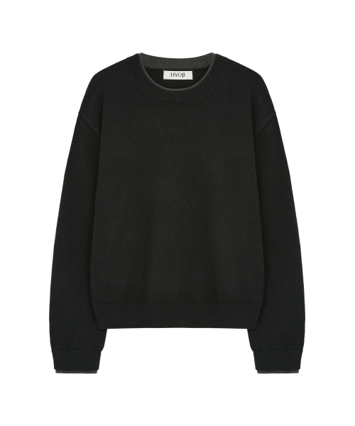 HYOJI(ヒョージ)の「26 FW ウォッシャブルソフトタッチ ラウンドレイヤード クロップドニット (4カラー)(ニット/セーター・メンズ・レッド/ネイビー/チャコール/ブラック・M/L)」の8枚目の写真