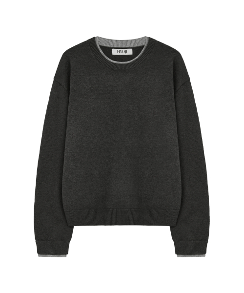 HYOJI(ヒョージ)の「26 FW ウォッシャブルソフトタッチ ラウンドレイヤード クロップドニット (4カラー)(ニット/セーター・メンズ・レッド/ネイビー/チャコール/ブラック・M/L)」の10枚目の写真