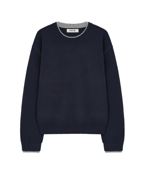 HYOJI(ヒョージ)の「26 FW ウォッシャブルソフトタッチ ラウンドレイヤード クロップドニット (4カラー)(ニット/セーター・メンズ・レッド/ネイビー/チャコール/ブラック・M/L)」の12枚目の写真