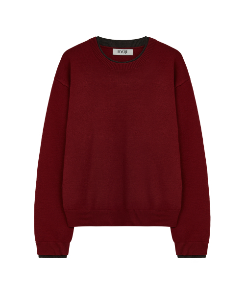 HYOJI(ヒョージ)の「26 FW ウォッシャブルソフトタッチ ラウンドレイヤード クロップドニット (4カラー)(ニット/セーター・メンズ・レッド/ネイビー/チャコール/ブラック・M/L)」の14枚目の写真