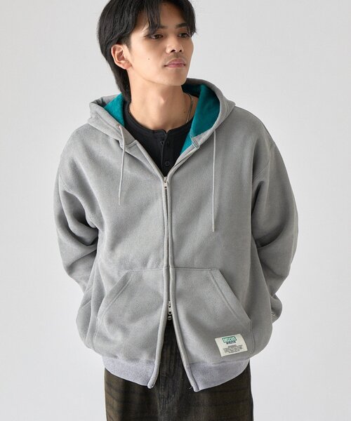goocy(グーシー)の「【DISCUS】インレイ裏シャギーボンディングフーディー(パーカー・メンズ・ブルー/ブラック/グレー・MEDIUM/LARGE)」の3枚目の写真