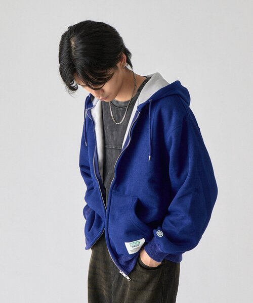 goocy(グーシー)の「【DISCUS】インレイ裏シャギーボンディングフーディー(パーカー・メンズ・ブルー/ブラック/グレー・MEDIUM/LARGE)」の1枚目の写真