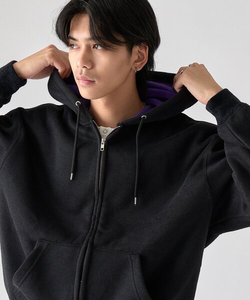 goocy(グーシー)の「【DISCUS】インレイ裏シャギーボンディングフーディー(パーカー・メンズ・ブルー/ブラック/グレー・MEDIUM/LARGE)」の2枚目の写真