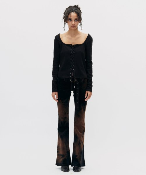 SETSETSET(セットセットセット)の「SQUARE NECK LACEUP T-SHIRT BLACK(Tシャツ/カットソー・レディース・その他・FREE)」の4枚目の写真