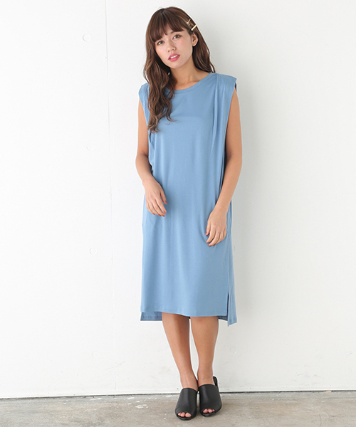 SLY（スライ）の「COTTON リヨセル MIDI OP-S（ワンピース・レディース・ホワイト/ライトブルー/ブラック/ライトベージュ/オレンジ・FREE）」の5枚目の写真