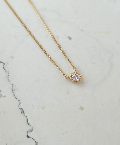 ミル打ちフクリン留めダイヤネックレス（ネックレス）｜little emblem（リトルエンブレム）