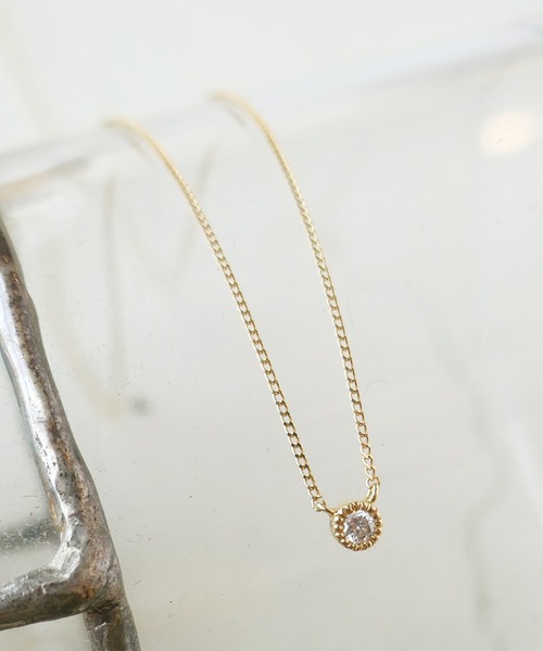 ミル打ちフクリン留めダイヤネックレス（ネックレス）｜little emblem（リトルエンブレム）