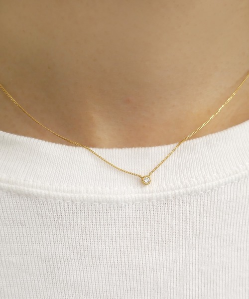 ミル打ちフクリン留めダイヤネックレス（ネックレス）｜little emblem（リトルエンブレム）