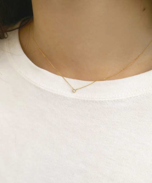 ミル打ちフクリン留めダイヤネックレス（ネックレス）｜little emblem（リトルエンブレム）