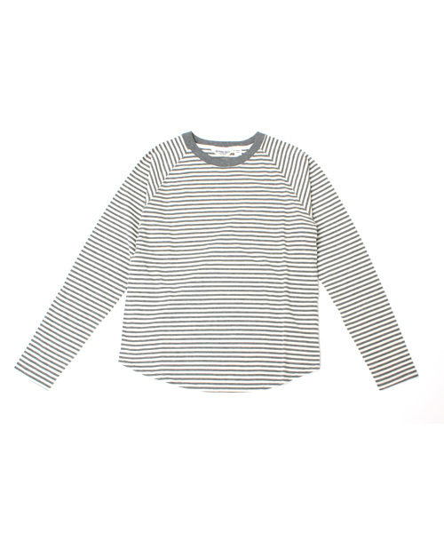 BEAMS BOY(ビームスボーイ)の「BEAMS BOY / 5mmボーダーエルボーパッチベースボールT(Tシャツ/カットソー・レディース・チャコールグレー/ブラック/ライトブラウン・ONE SIZE)」の6枚目の写真