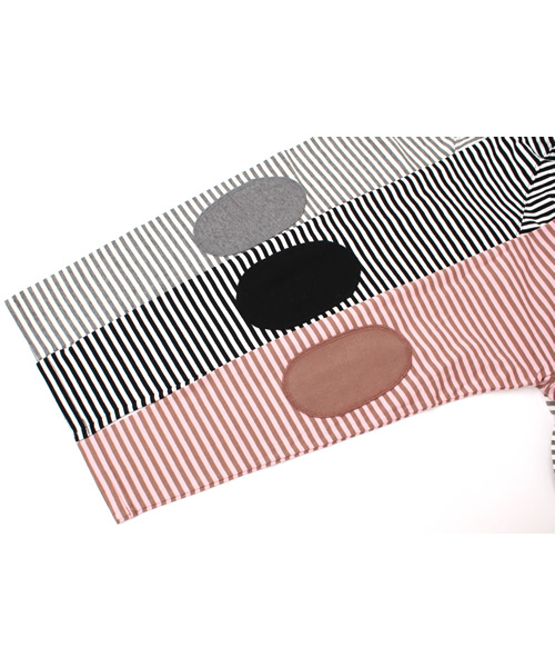 BEAMS BOY(ビームスボーイ)の「BEAMS BOY / 5mmボーダーエルボーパッチベースボールT(Tシャツ/カットソー・レディース・チャコールグレー/ブラック/ライトブラウン・ONE SIZE)」の9枚目の写真