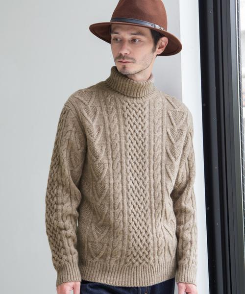 green label relaxing（グリーンレーベルリラクシング）の「BC ◎HAMI/LAMB ARAN タートルネック ニット◆（ニット/セーター・メンズ・オフホワイト/ベージュ/ネイビー・MEDIUM/SMALL/X-LARGE/XX-LARGE/LARGE）」の9枚目の写真