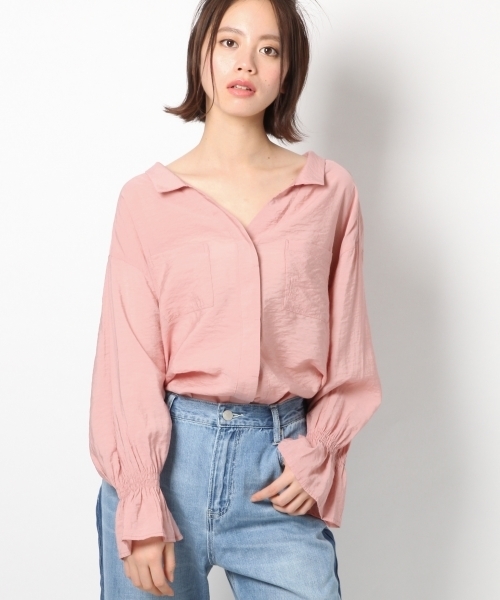 Heather(ヘザー)の「スキッパーフリルシャツ 747706(シャツ/ブラウス・レディース・ホワイト/ピンク系その他/カーキ/ライトピンク・FREE)」の4枚目の写真