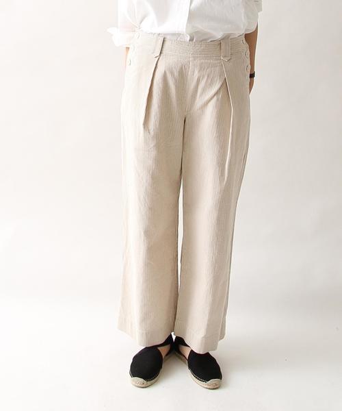 coen（コーエン）の「コットンピケストライプマリンワイドパンツ（その他パンツ・レディース・ベージュ/ネイビー・MEDIUM/LARGE）」の12枚目の写真