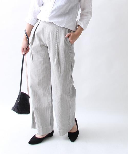 coen（コーエン）の「コットンピケストライプマリンワイドパンツ（その他パンツ・レディース・ベージュ/ネイビー・MEDIUM/LARGE）」の10枚目の写真