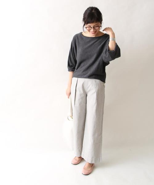 coen（コーエン）の「コットンピケストライプマリンワイドパンツ（その他パンツ・レディース・ベージュ/ネイビー・MEDIUM/LARGE）」の4枚目の写真