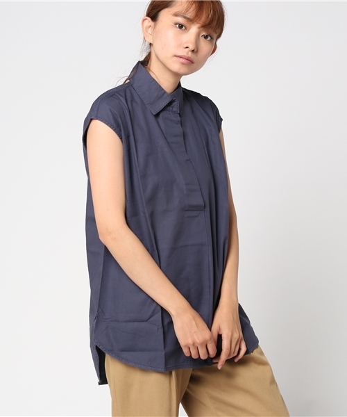 Moname（モナーム）の「■Moname   プルオーバーシャツ フレンチスリーブ   41162364（シャツ/ブラウス・レディース・カーキ/ベージュ/ネイビー/ホワイト・S）」の4枚目の写真