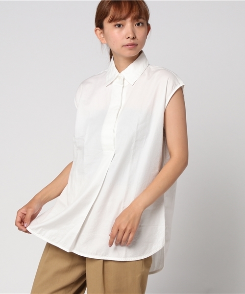 Moname（モナーム）の「■Moname   プルオーバーシャツ フレンチスリーブ   41162364（シャツ/ブラウス・レディース・カーキ/ベージュ/ネイビー/ホワイト・S）」の2枚目の写真