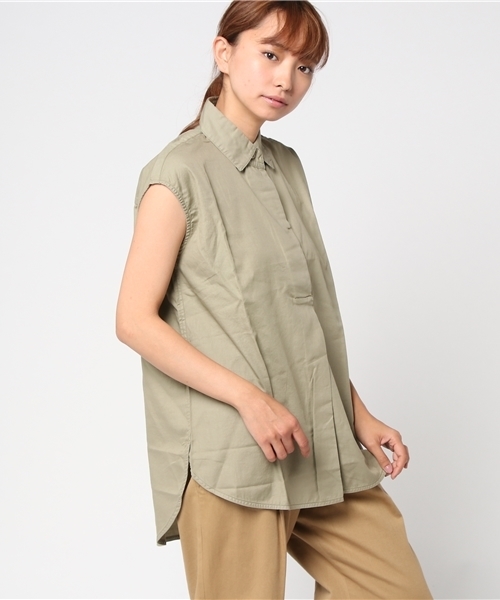 Moname（モナーム）の「■Moname   プルオーバーシャツ フレンチスリーブ   41162364（シャツ/ブラウス・レディース・カーキ/ベージュ/ネイビー/ホワイト・S）」の3枚目の写真