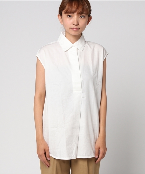 Moname（モナーム）の「■Moname   プルオーバーシャツ フレンチスリーブ   41162364（シャツ/ブラウス・レディース・カーキ/ベージュ/ネイビー/ホワイト・S）」の7枚目の写真