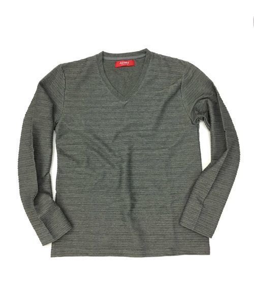 ADMIX/ATELIER SAB MEN（アドミックスアトリエサブメン）の「ピンタック ジャガード ボーダー ／ Vネック ロングTee（Tシャツ/カットソー・メンズ・ブラック/ネイビー/グレー/オフホワイト/ブルー・48/50/52）」の8枚目の写真